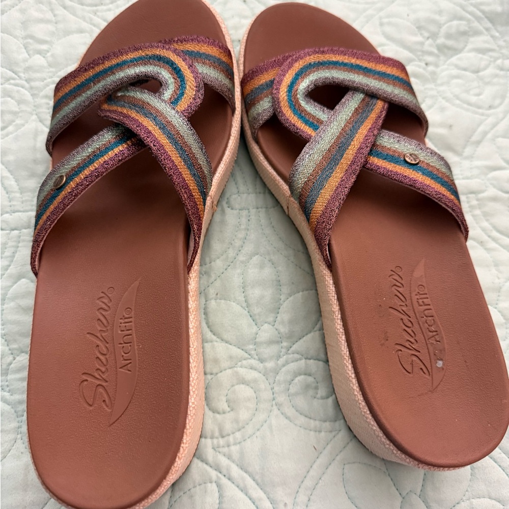 Skechers Women's Rainbow Striped Sandals